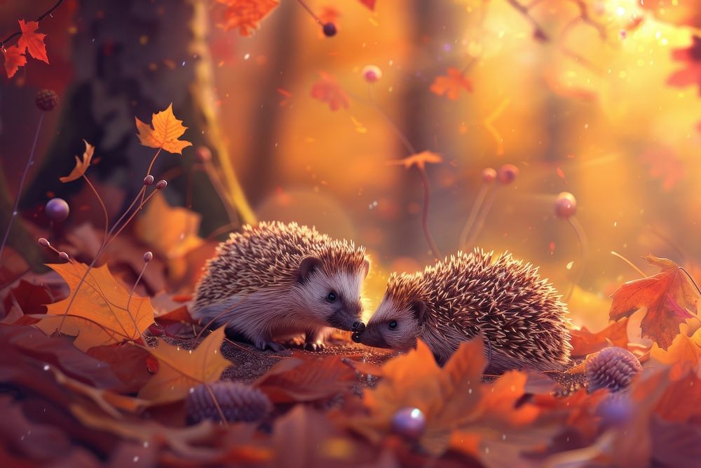 Hedgehogs animal mammal autumn.