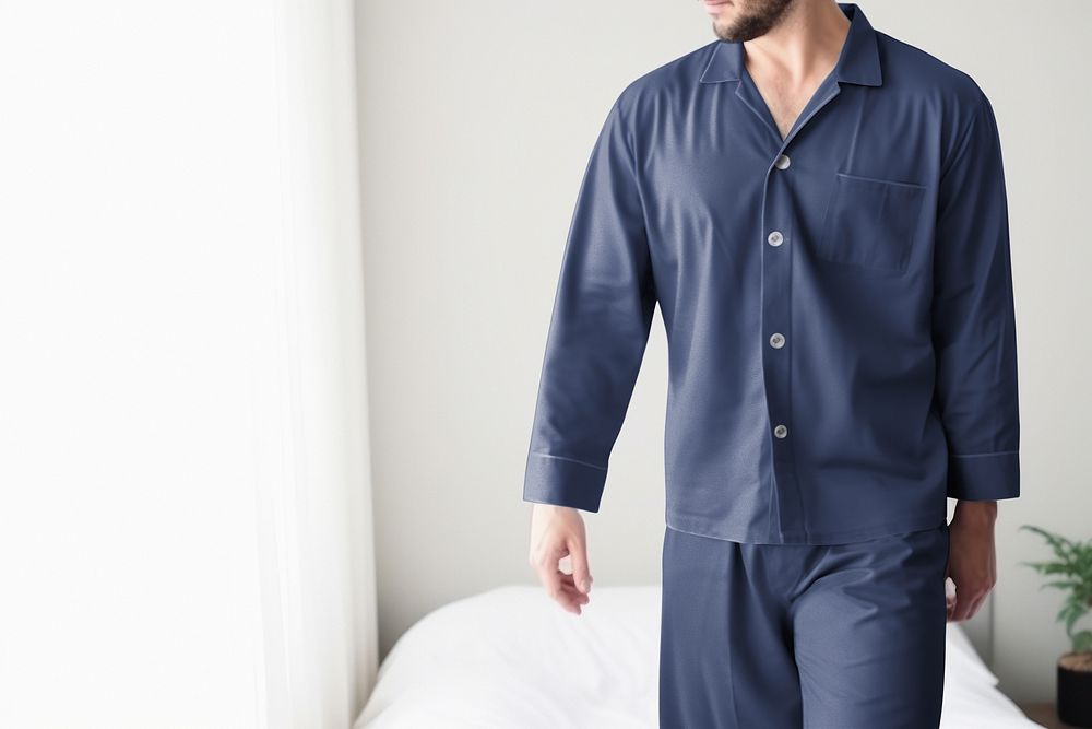 Man in blue pajamas