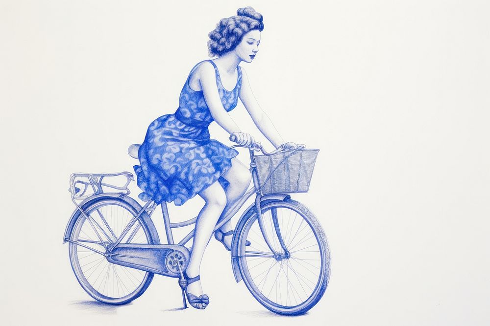 Girl riding bicycle vehicle drawing cycling.