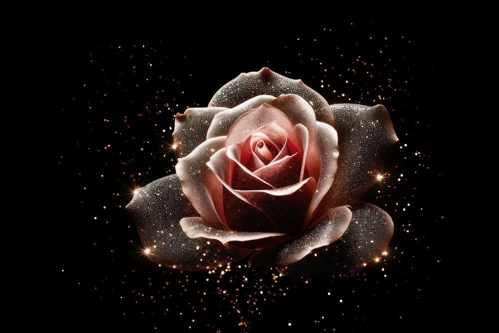 Rose shape sparkle light glitter flower petal plant.