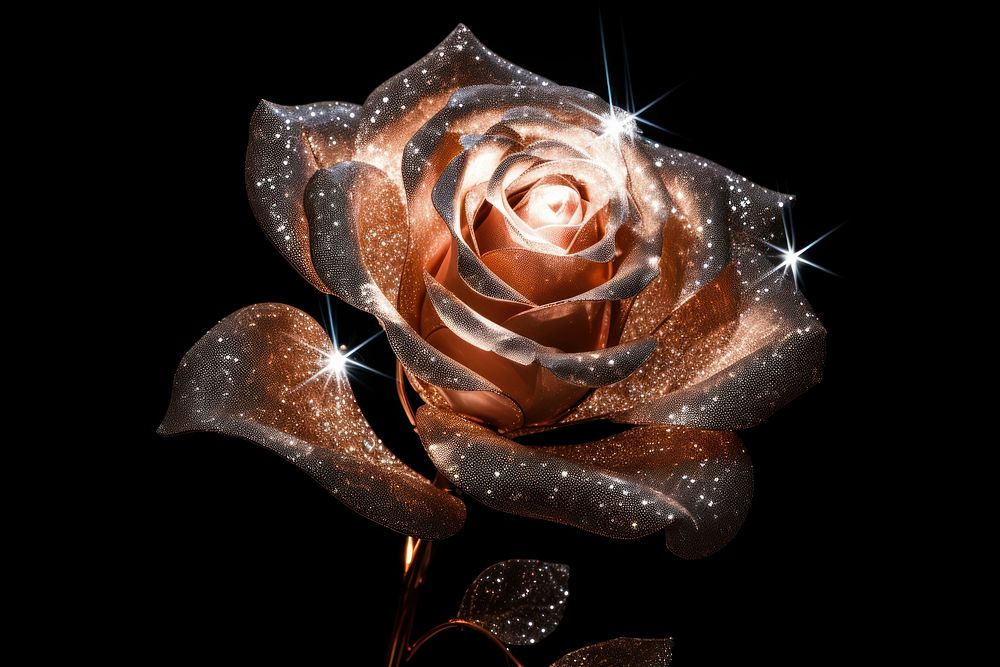 Rose shape sparkle light glitter flower plant gold.
