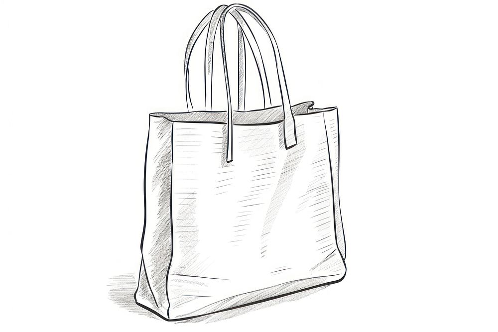 Shopping bag sketch handbag drawing.