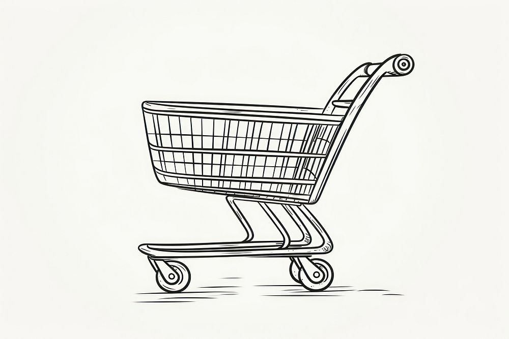 Shopping cart shopping sketch line.