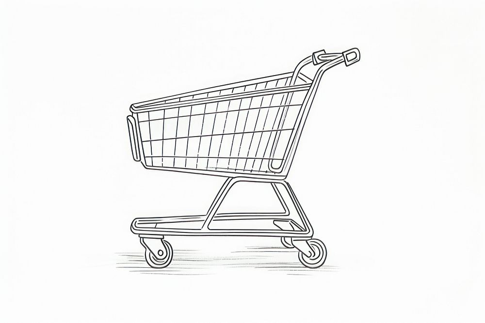 Shopping cart shopping sketch line.