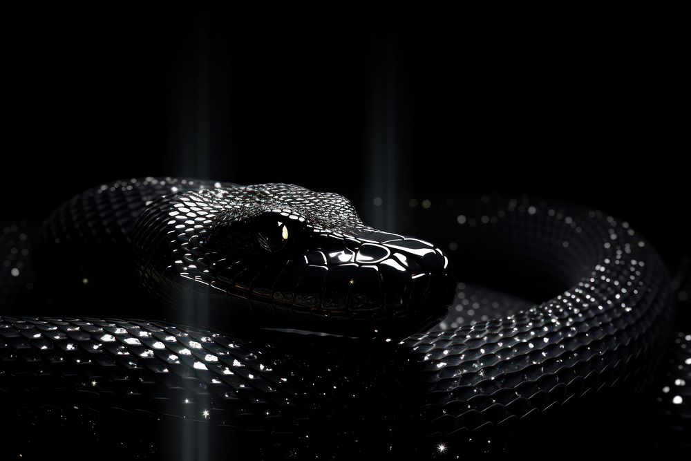 Snake sparkle light glitter black reptile animal.