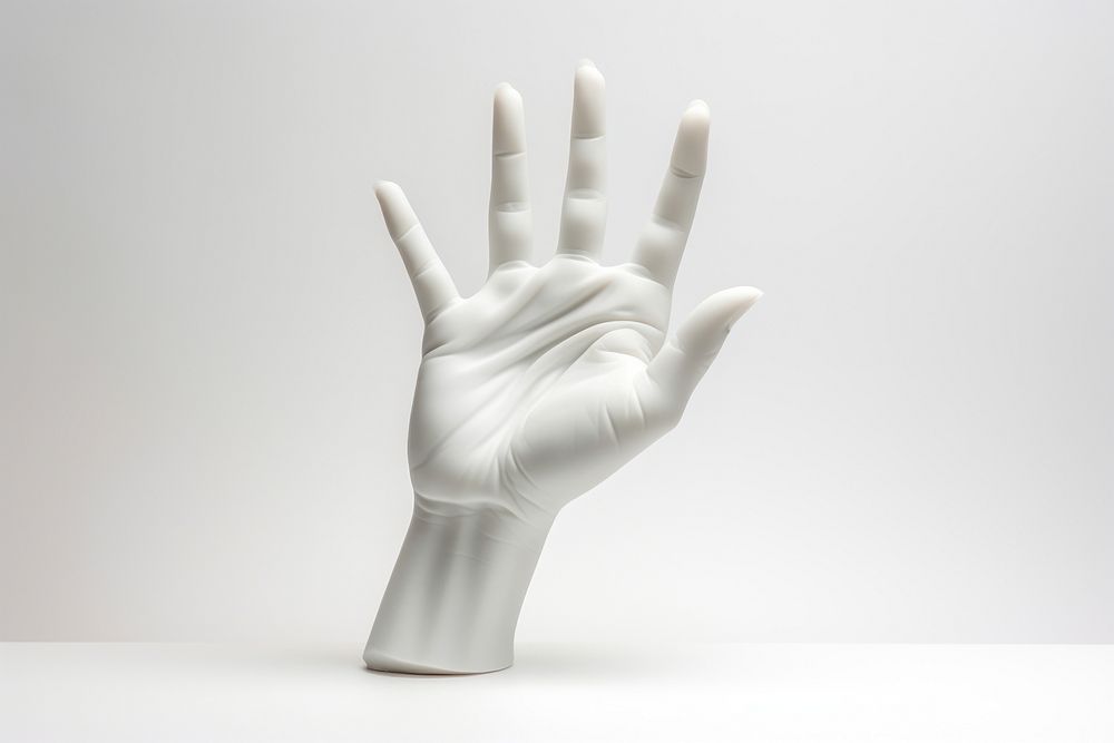White sculptural hand giving gesture finger glove adult.