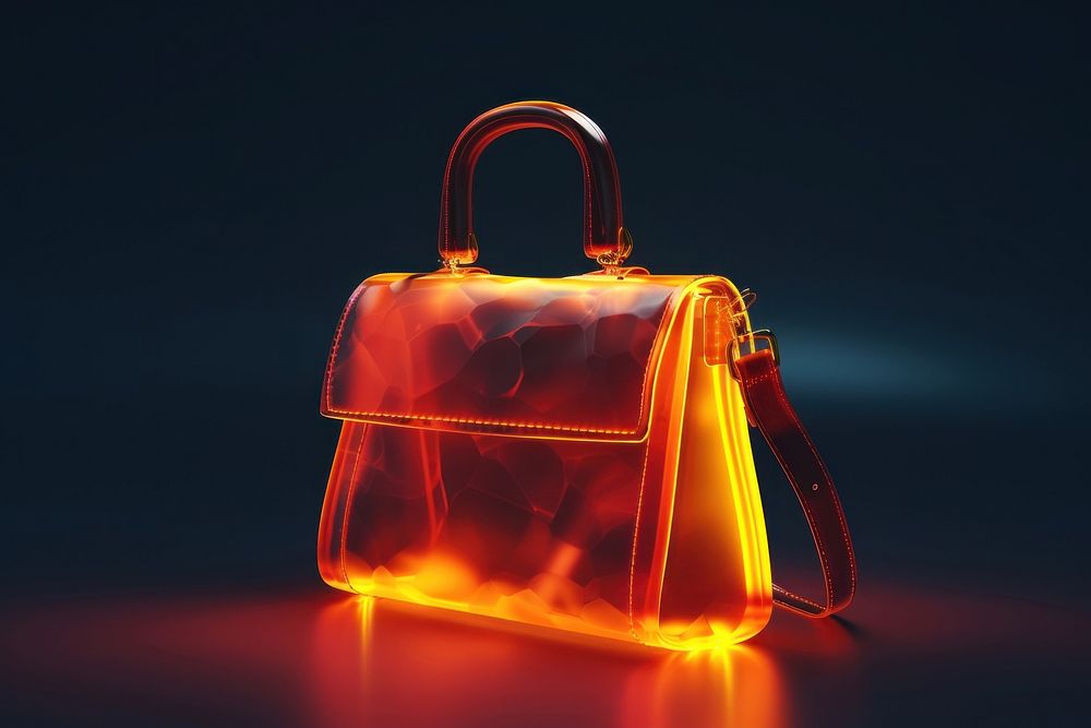 3d render of glowing purse briefcase handbag illuminated.