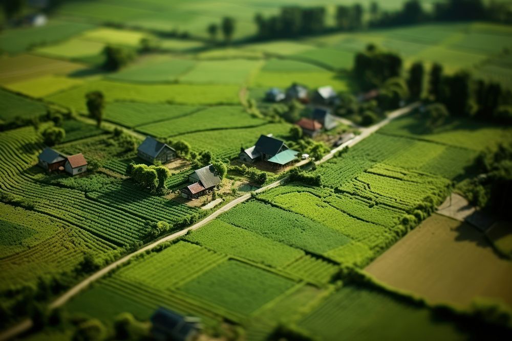 Farmland tilt shift outdoors building. Premium Photo rawpixel