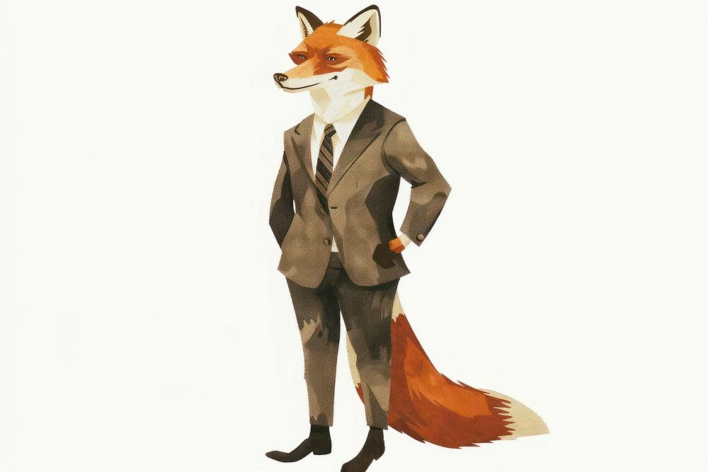 Vintage illustration of a fox animal mammal standing.