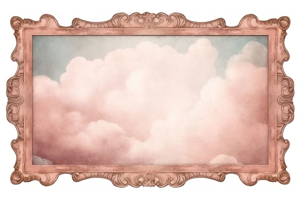 Vintage cloud rectangle frame backgrounds painting sky.