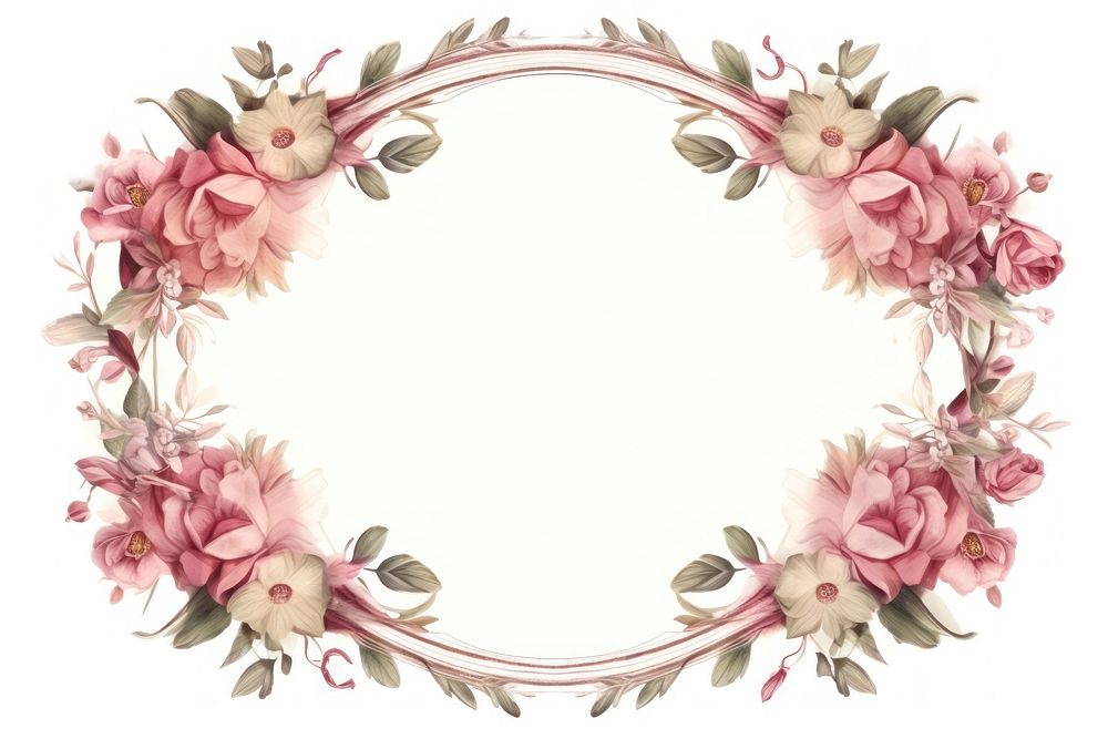 Vintage flowers circle frame pattern white background accessories.