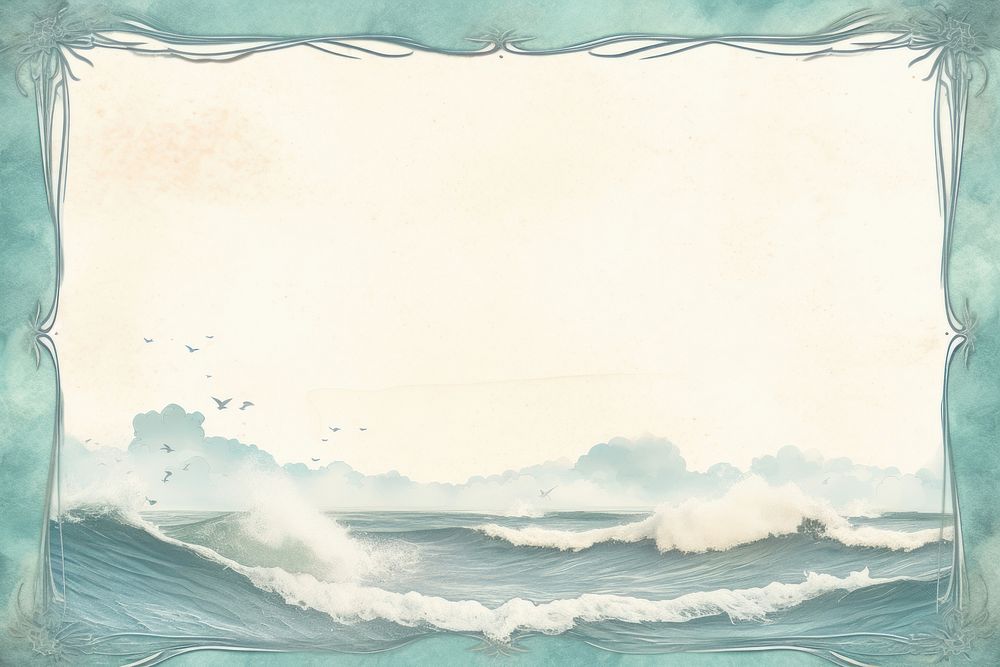 Vintage frame of ocean backgrounds painting nature.