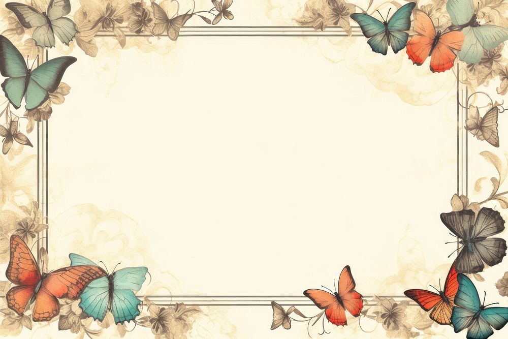 Vintage frame of butterfly backgrounds pattern insect.