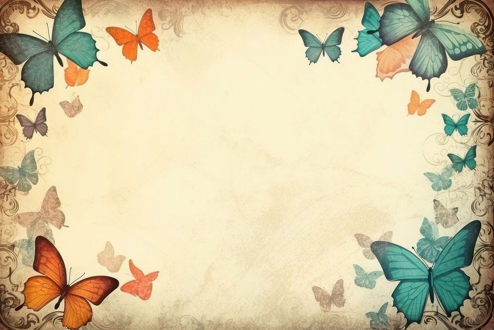 Vintage frame of butterfly backgrounds paper invertebrate.