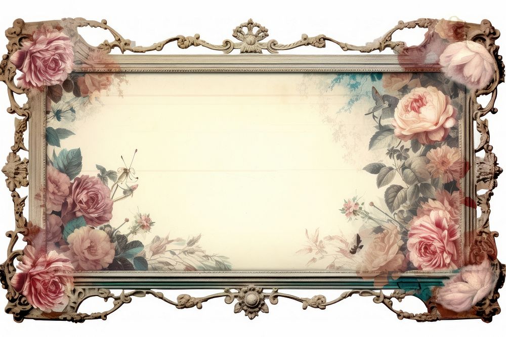 Vintage frame of collage painting art white background.