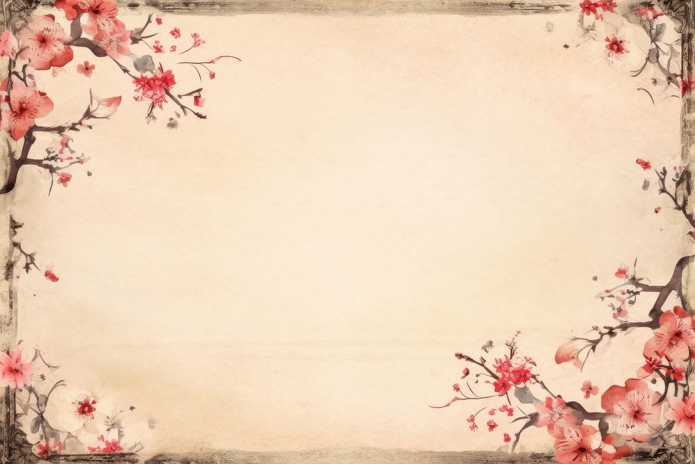 Vintage frame of japanese arts backgrounds blossom flower.