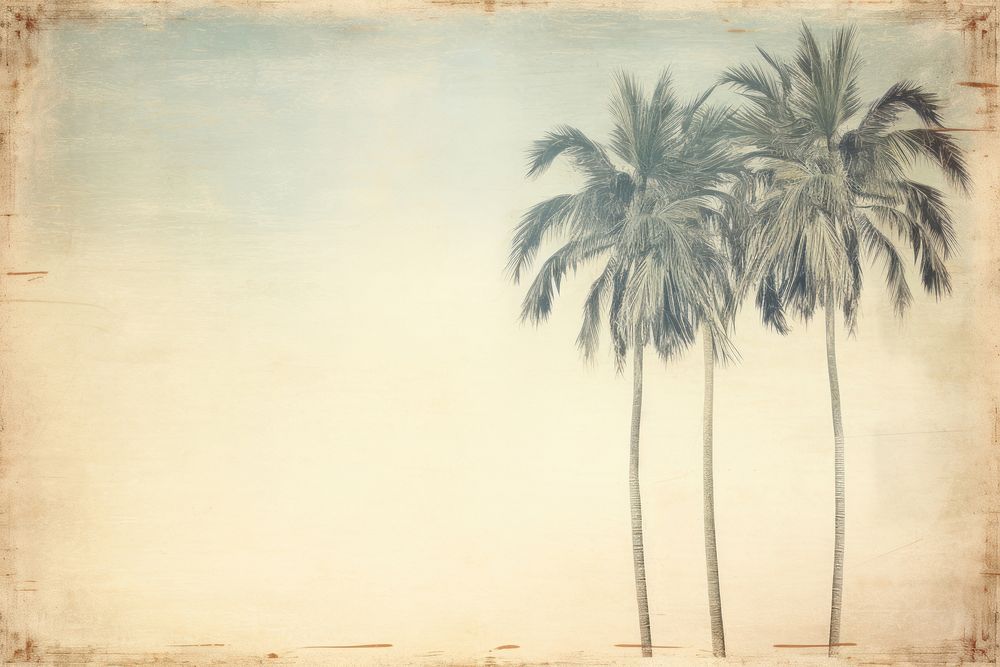 Vintage frame of palm tree backgrounds painting outdoors.