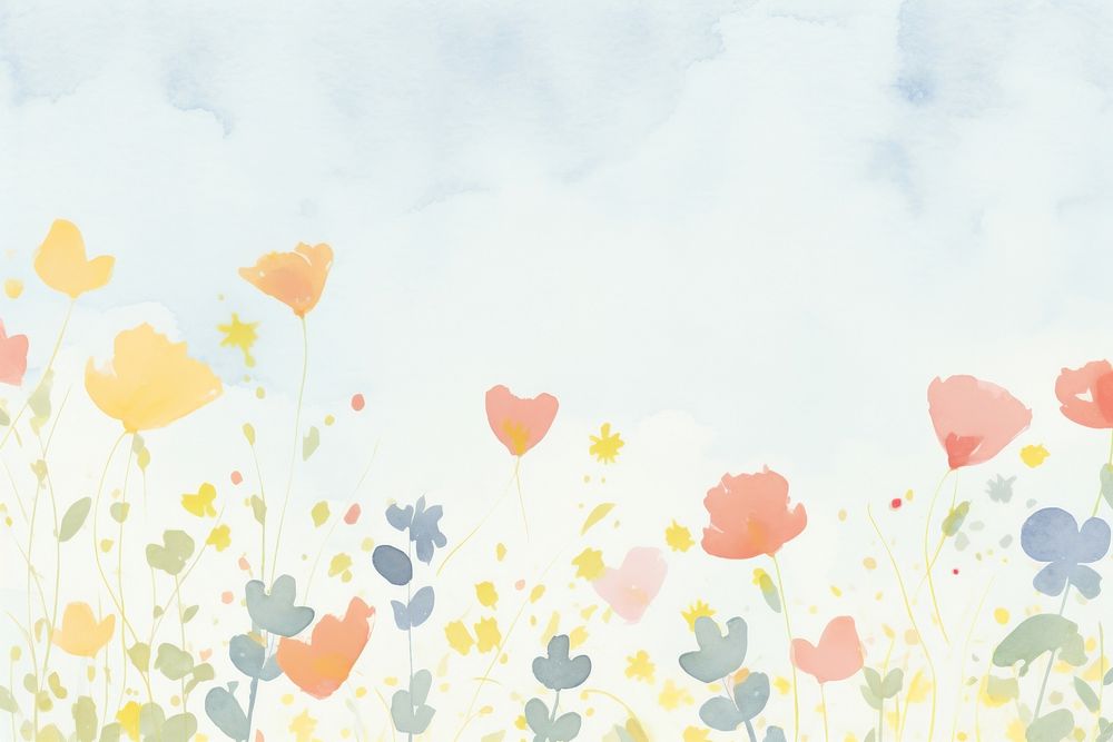 Watercolor flower backgrounds painting outdoors.