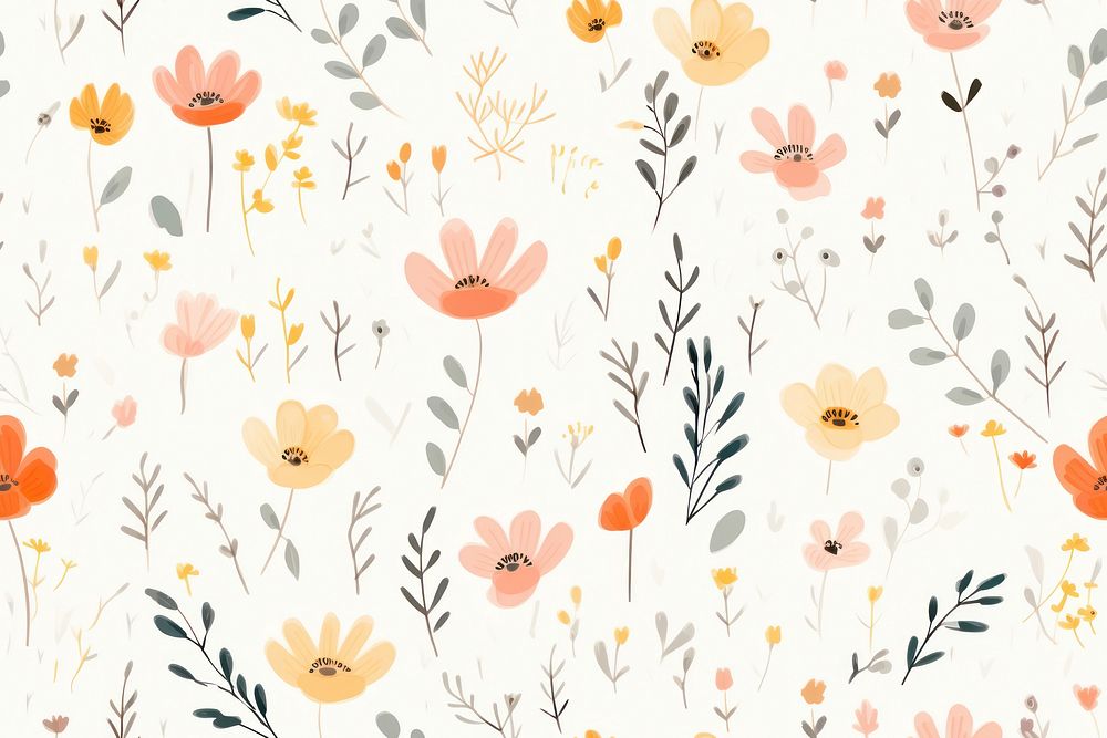 Watercolor flower pattern backgrounds wallpaper.