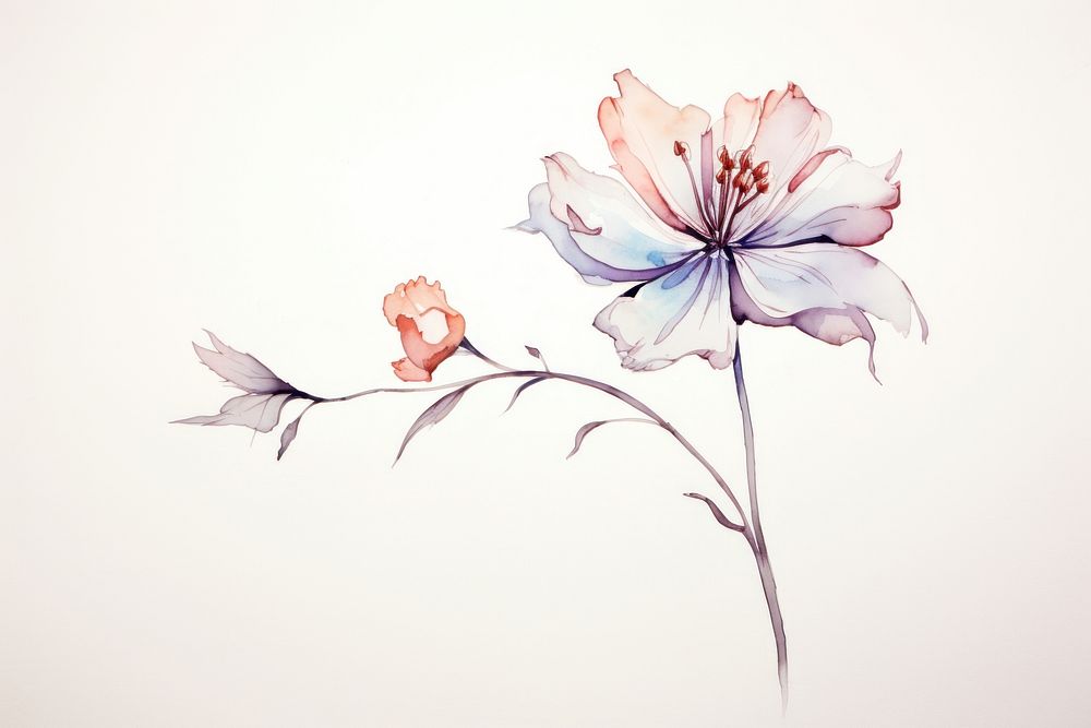 Watercolor flower art blossom sketch.