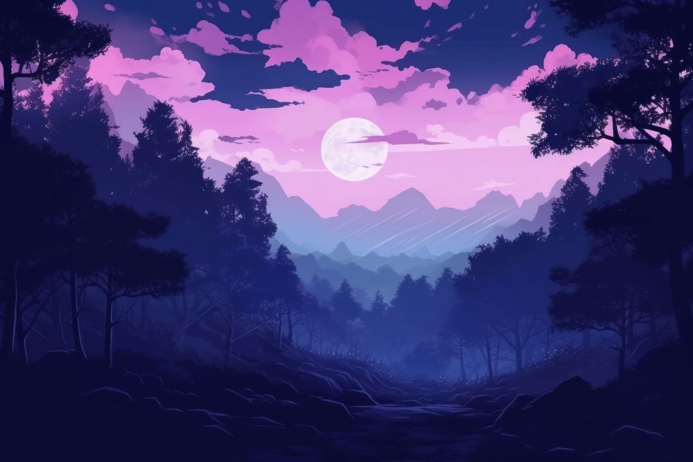 A scenic forest purple landscape astronomy.