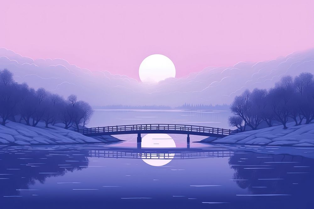 Purple bridge landscape outdoors.