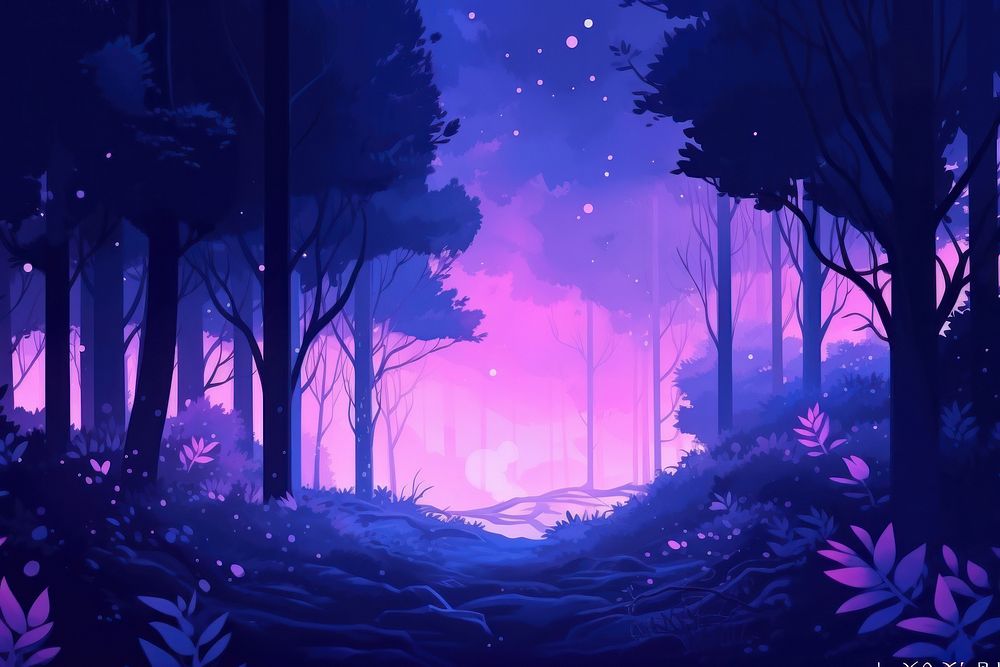 Enchanted forest outdoors nature purple.