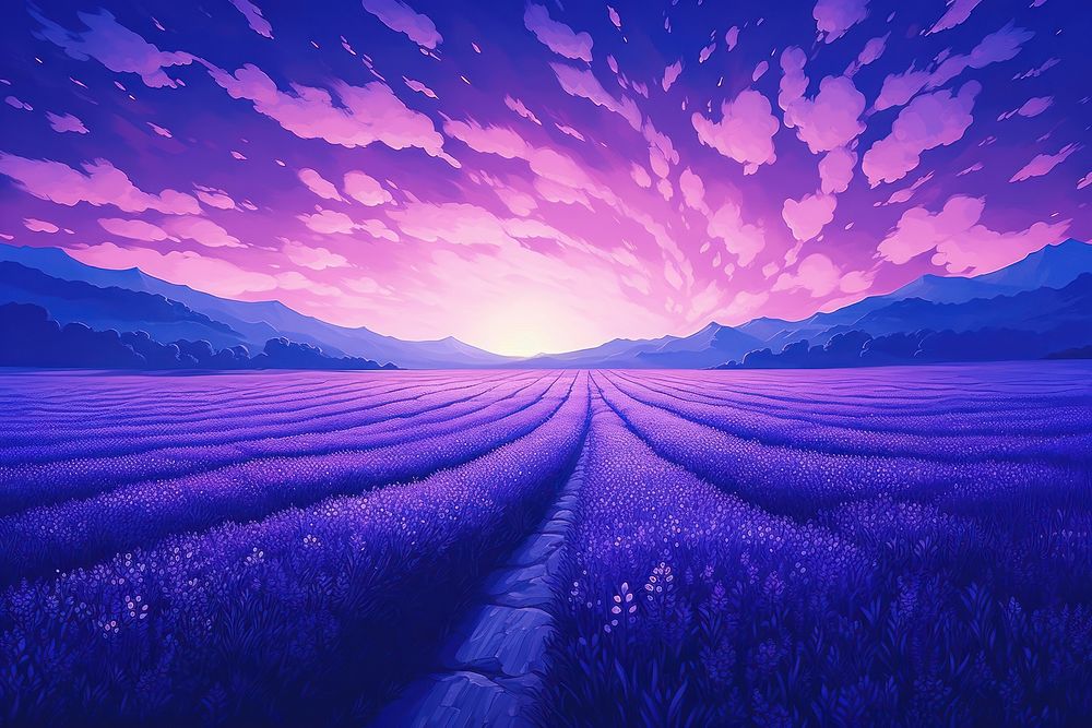 PNG Lavender field purple backgrounds landscape.