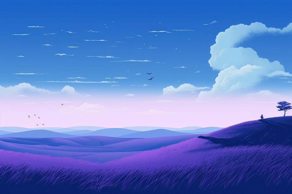 Majestic grassland purple landscape outdoors.
