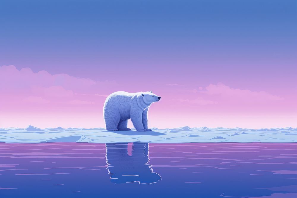 Polar bear on ice wildlife outdoors nature.