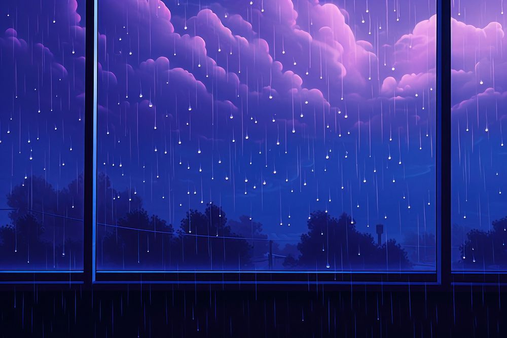 Raindrops on window nature purple night.