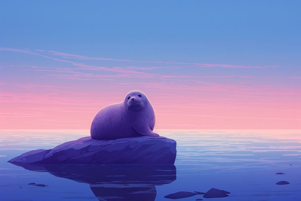 Seal resting on ice wildlife outdoors animal.