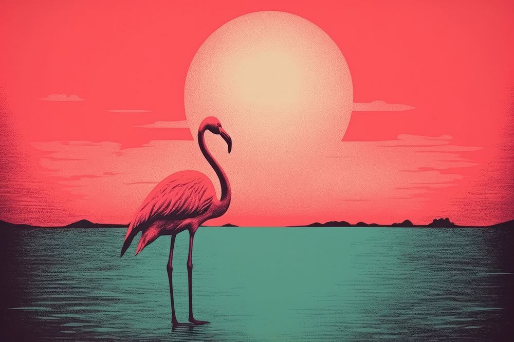Flamingo cyan and magenta outdoors nature.