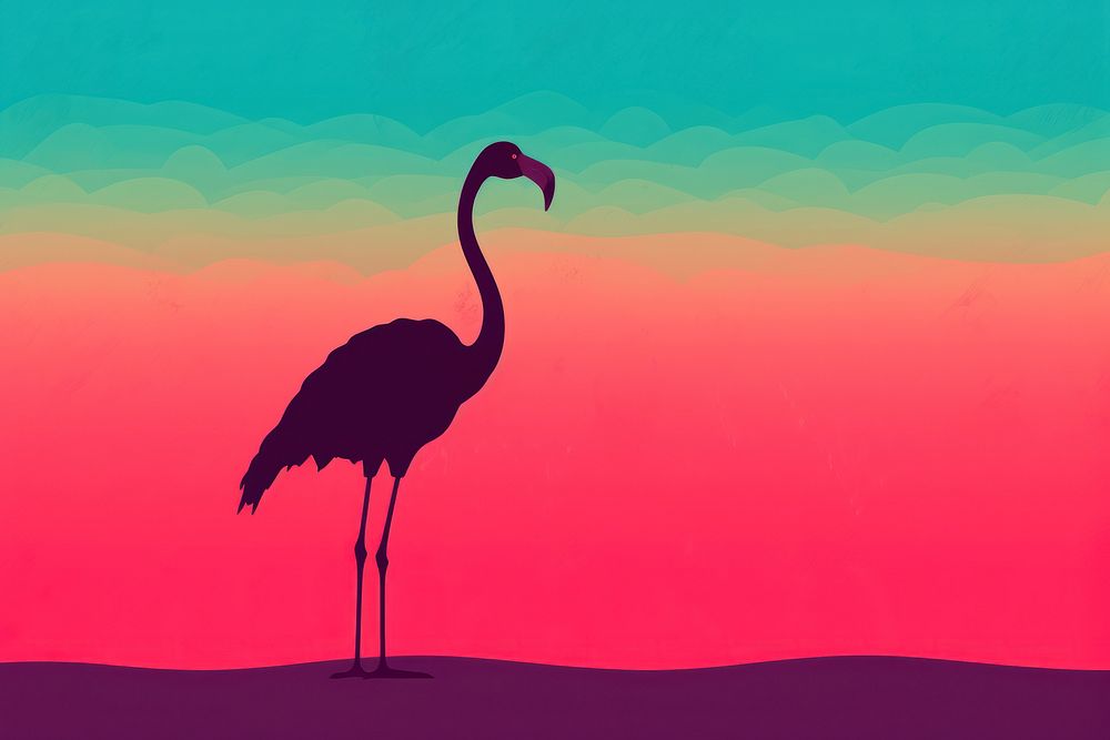 Flamingo cyan and magenta animal bird.