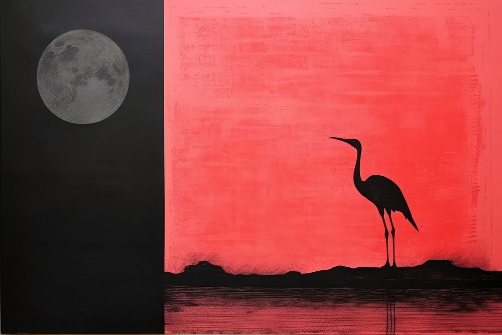 Flamingo painting nature moon.