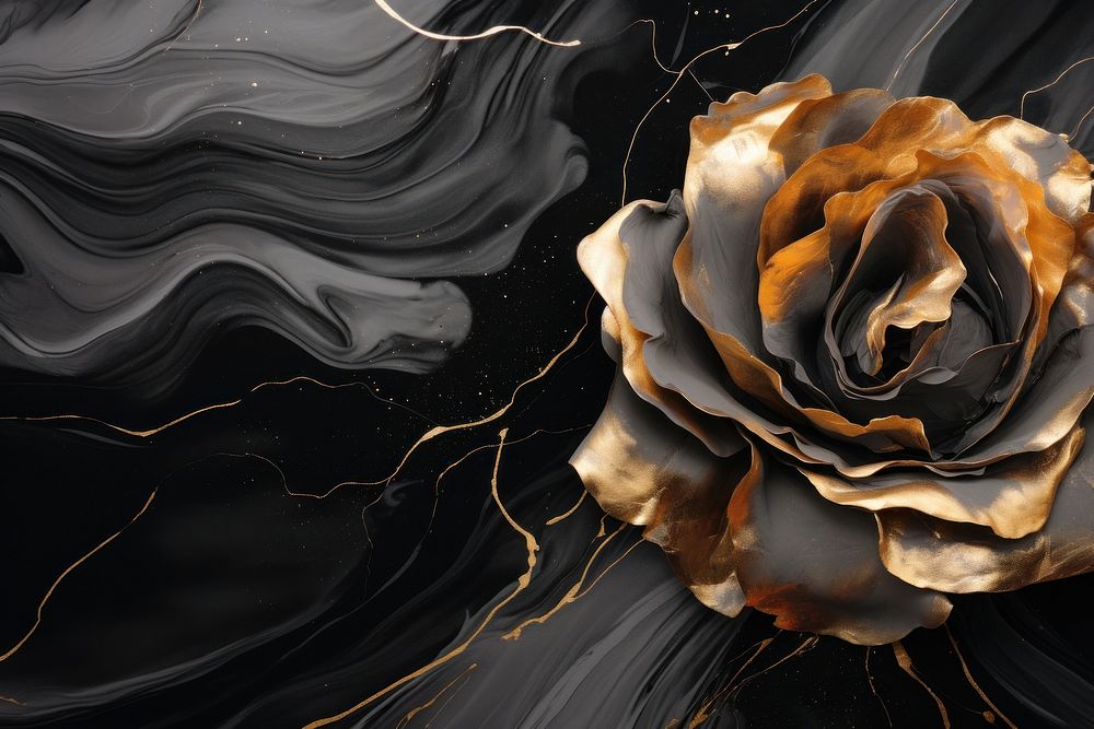 Black rose and gold backgrounds abstract pattern.