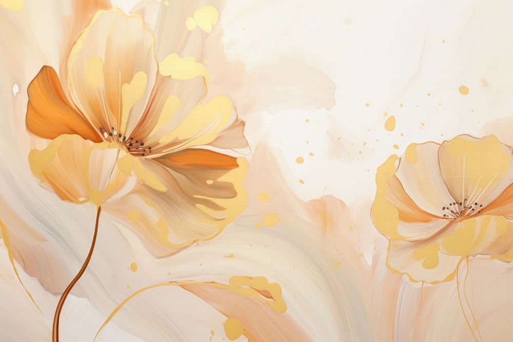 Flower and gold backgrounds abstract painting.