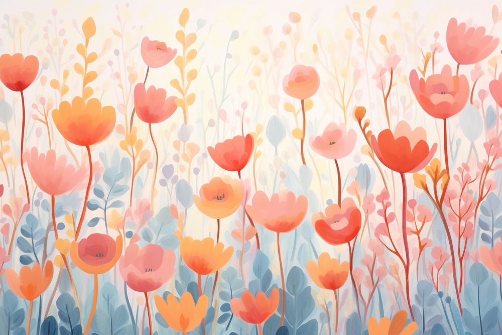 Flower field backgrounds painting outdoors.