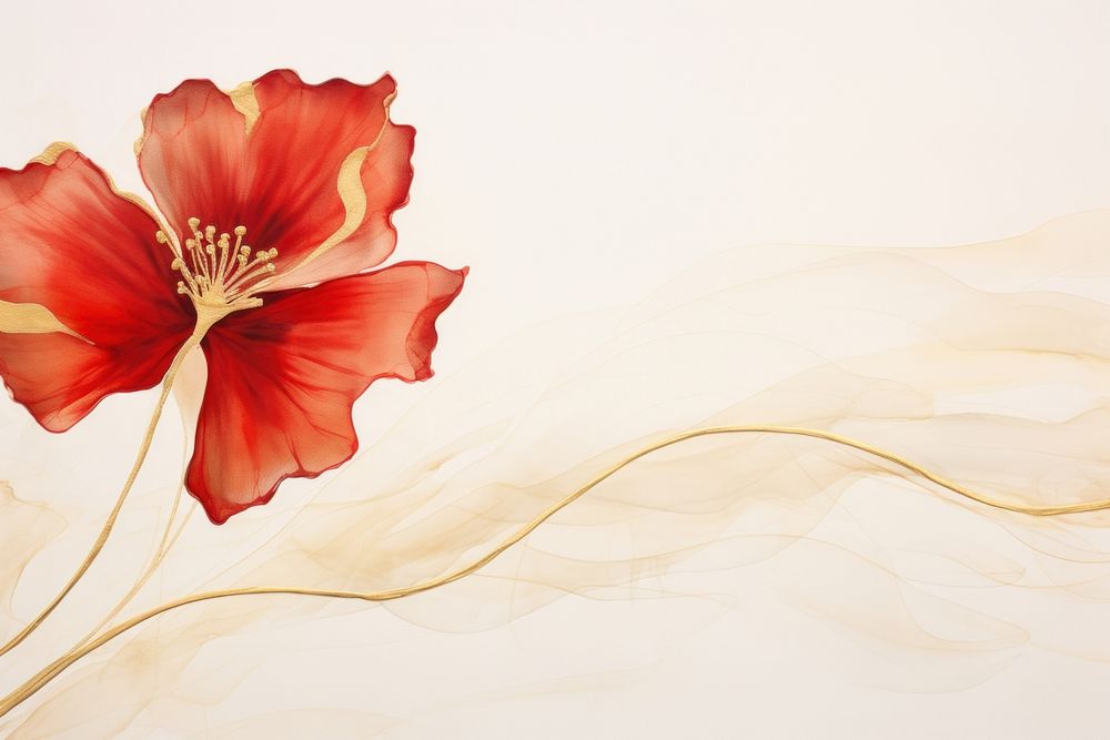 Red flower and gold hibiscus abstract petal.
