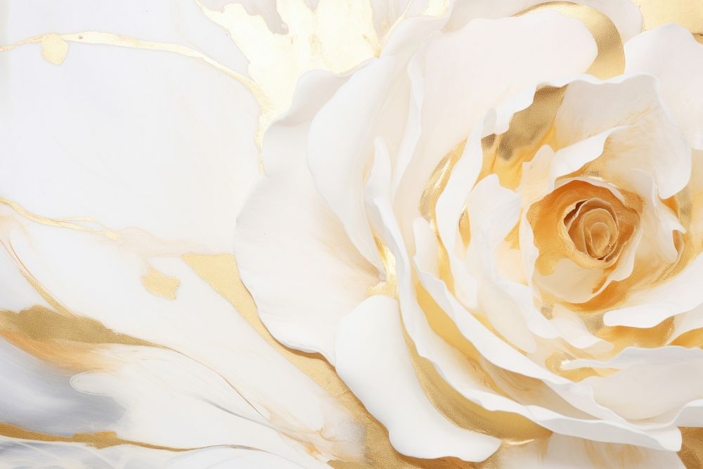 White rose and gold backgrounds abstract flower.
