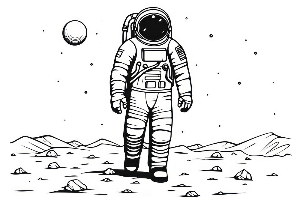 Astronaut sketch drawing space.