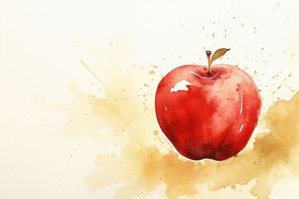 Apple watercolor background painting fruit plant.