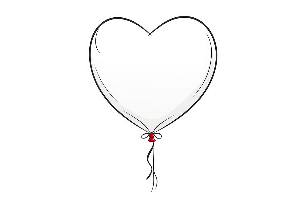 Balloon heart line white background.