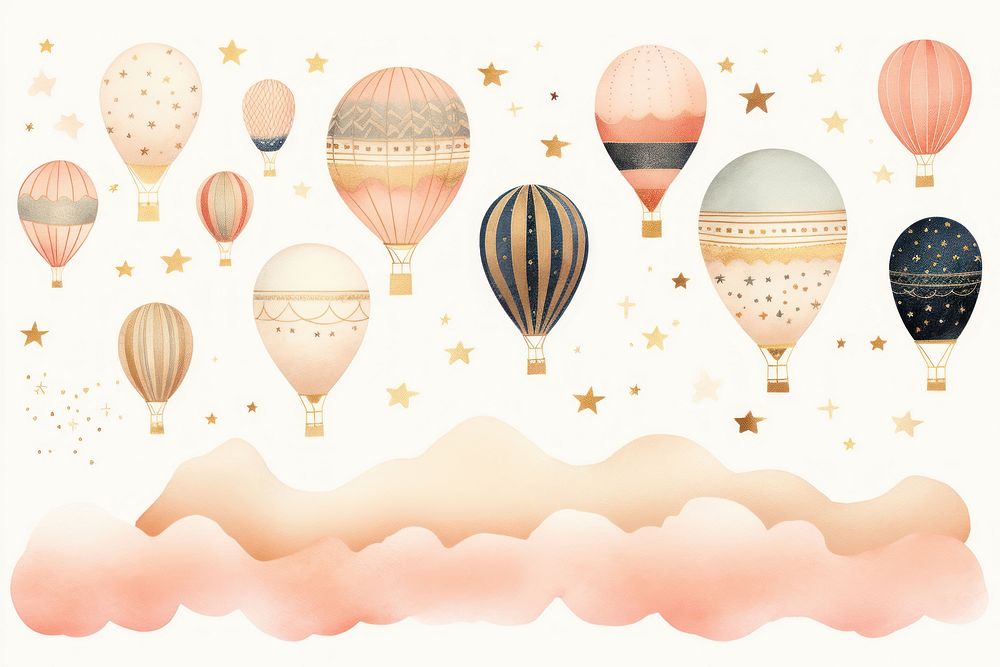 Balloons in the style of chinese folk art backgrounds aircraft transportation.
