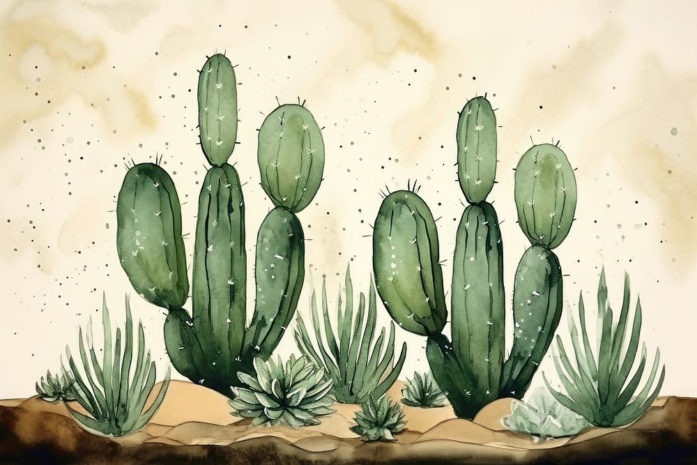 Cactus watercolor background backgrounds plant green.