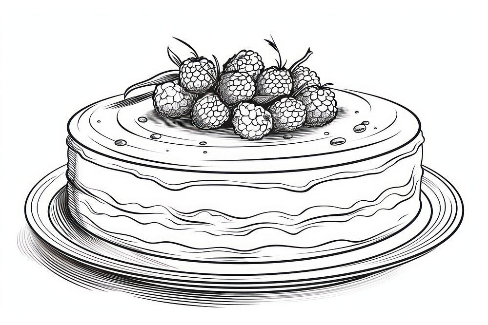 Cake sketch dessert drawing.
