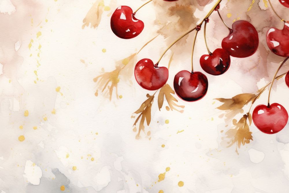 Cherry watercolor background backgrounds plant food.