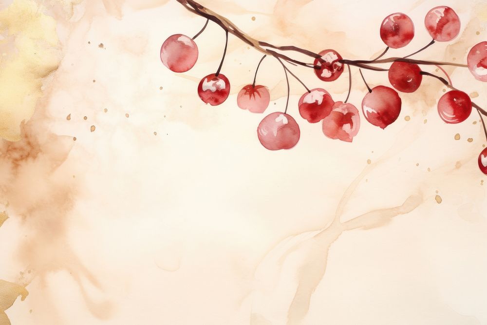 Cherry watercolor background backgrounds painting plant.