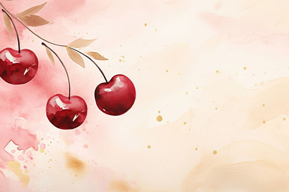 Cherry watercolor background plant freshness produce.