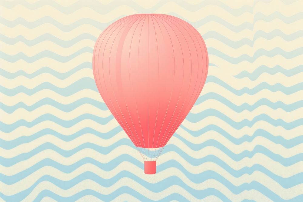 Risograph printing illustration minimal of hot air balloon pattern backgrounds aircraft red.